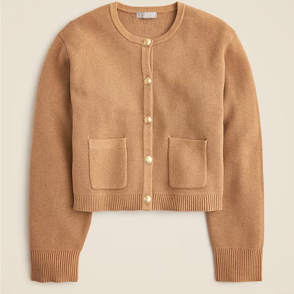 J. CREW Women’s 3X Emilie Lady Jacket Button Sweater Cardigan Tan Camel